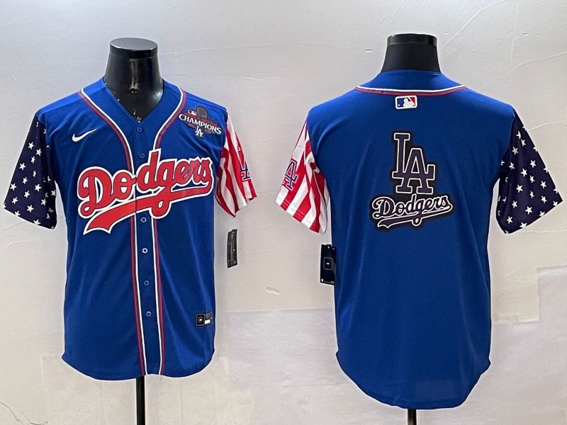 Men Los Angeles Dodgers Blank Blue a generation of national flags Joint name 2025 Nike MLB Jersey style 19->los angeles dodgers->MLB Jersey